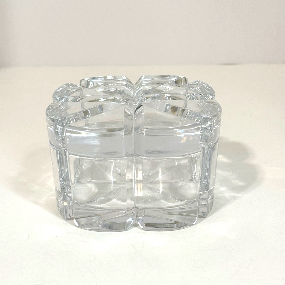 Vintage Mikasa Heavy Crystal Trinket Jewelry Box Clear Cut Glass Lidded Dish 4in